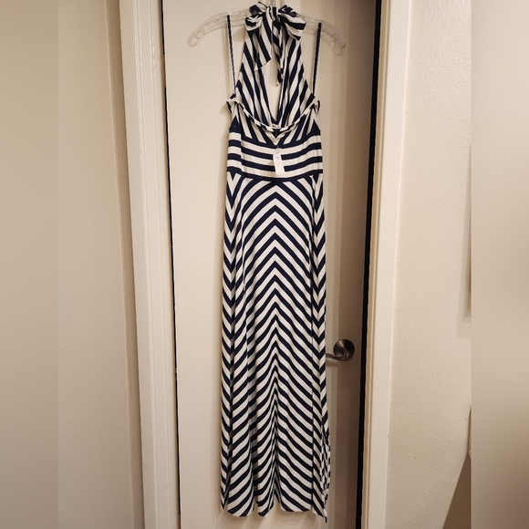 Banana Republic Striped Halter Knit Dress Navy Blue White 💙 XS Extra Small NWT - Picture 4 of 5